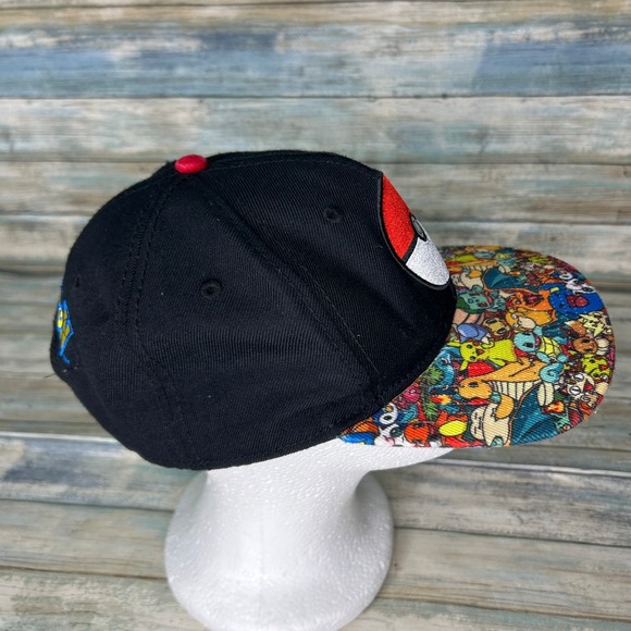 Pokemon Hat Pokeball Black Snapback Ball Cap Flat Bill Pikachu Charizard 2015 - Picture 2 of 7
